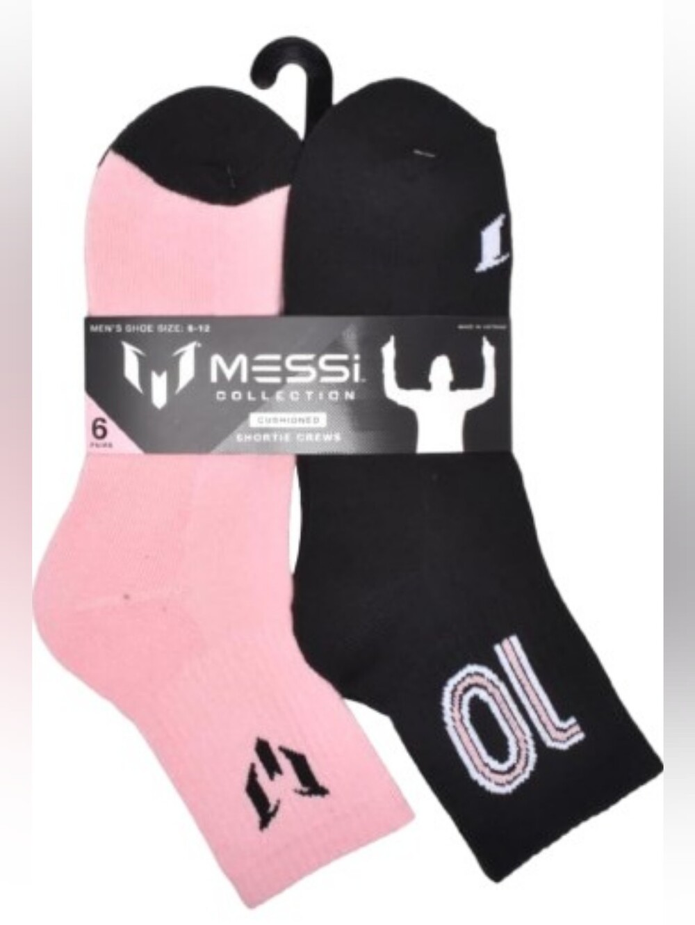 NWT Messi Collection Cushioned Shortie Crew Socks 6 Pairs